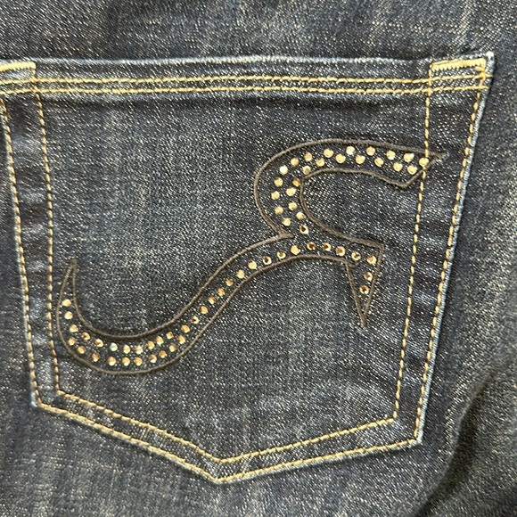 Dark Denim Rock & Republic Low Rise Bootcut Jeans With Crystal Pockets Sz 10 - Picture 12 of 15